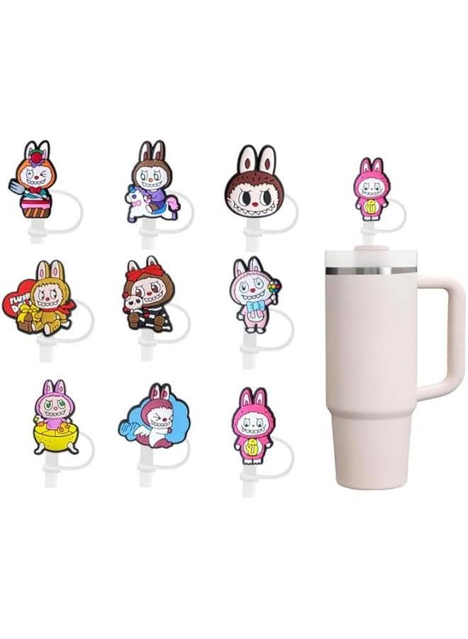 9Pcs Labubu Silicone Straw Cover for Stanley - Silicone Straw Topper for Stanley Cup 30 40oz with Tumblers, 10mm 0.4in Reusable Lid Accessories  - Image 1