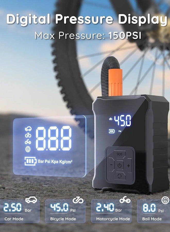 SUITU Digital Car Tyre Inflator Air Compressor, Portable Tyre Inflator with Auto Stop and LED Light 12V Fast Portable Air Pump 150PSI Strong Cordless Air Pump Trucks - Image 2