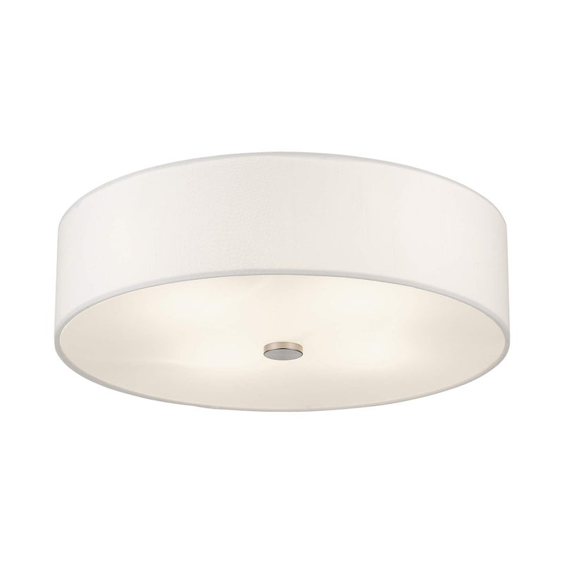 Livex Lighting 51055-91 Meridian Collection 4-Light Semi Flush Mount Ceiling Fixture with Off-White Fabric Hardback Drum Shade, Brushed Nickel - Image 5