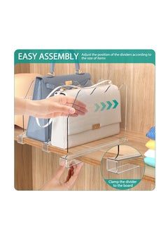 Excefore Shelf Dividers for Closets, 6 Pcs Clear Acrylic Shelf Divider, Adjustable Clear Shelf Separators, for Wood Shelves and Clothes Organizer/Purses Separators, for Closet, Bedroom, Kitchen and Office  - Image 3