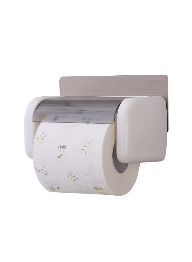 Toilet Paper Holder Adhesive Roll Dispenser with Phone Shelf – Wall Mounted, No Drilling Installation - Image 1