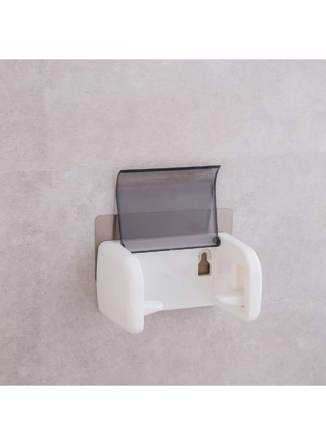 Toilet Paper Holder Adhesive Roll Dispenser with Phone Shelf – Wall Mounted, No Drilling Installation - Image 3