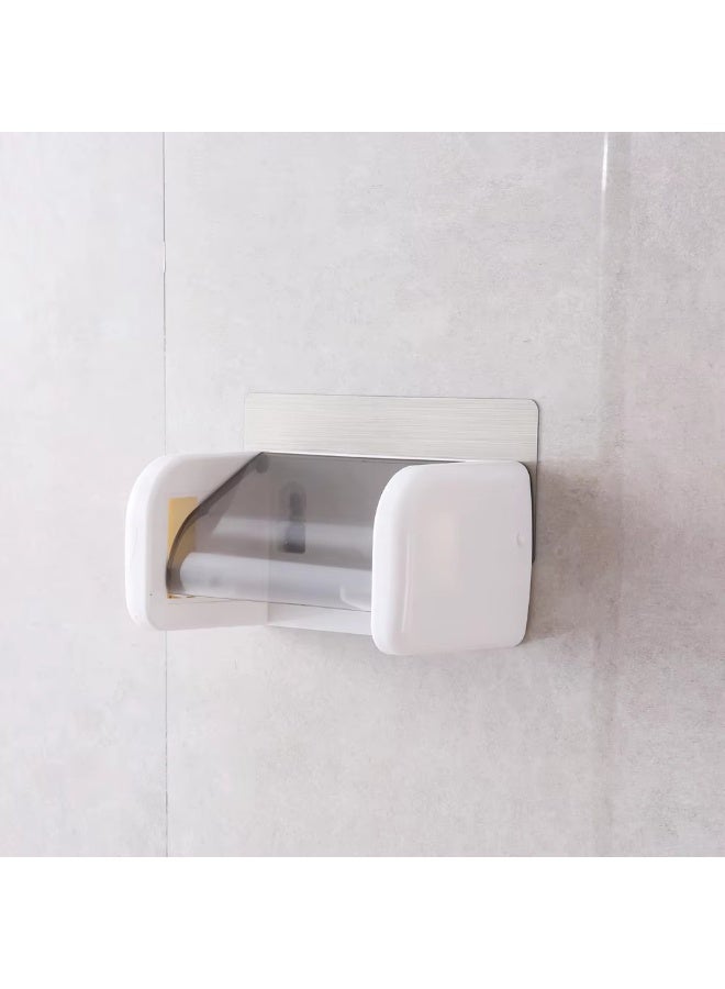 Toilet Paper Holder Adhesive Roll Dispenser with Phone Shelf – Wall Mounted, No Drilling Installation - Image 5