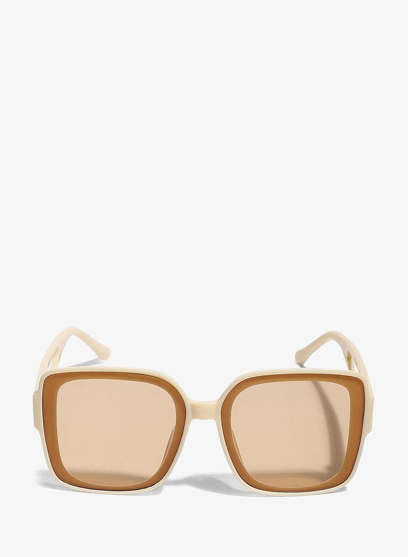 Haute Sauce Tinted Lens With Beige Frame Oversized Sunglass - Image 1