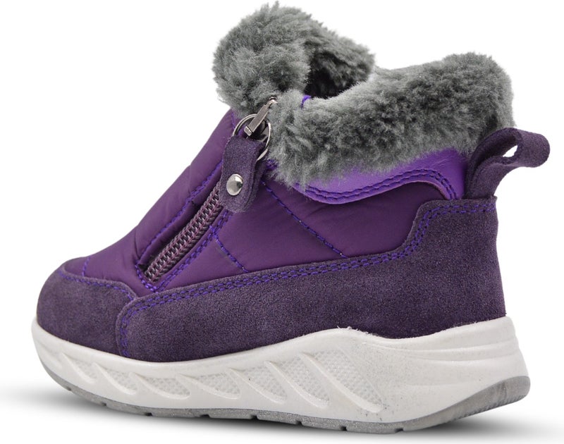 Kids A More Manarola Double Zipper Plush Furry Parachute Fabric Girls Boots Purple - Image 3