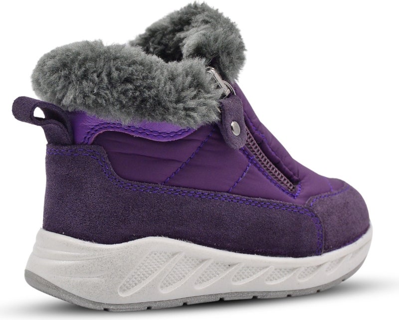 Kids A More Manarola Double Zipper Plush Furry Parachute Fabric Girls Boots Purple - Image 2