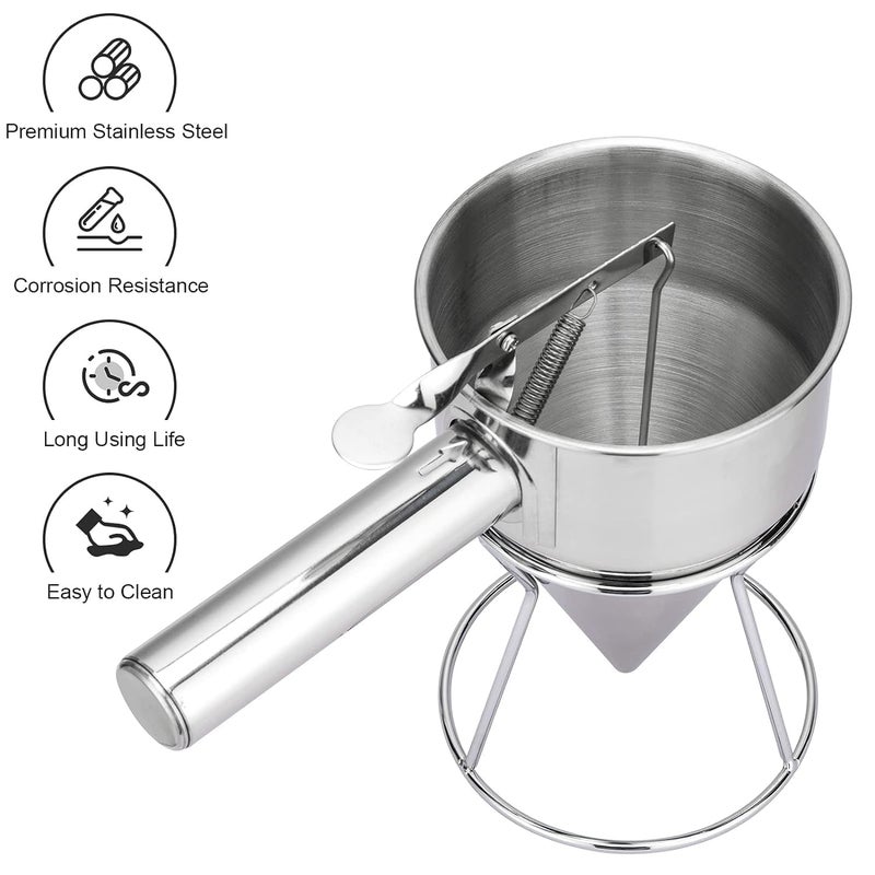 ARUP Pancake Batter Dispenser with Handle Stainless Steel Octopus Ball Funnel I Heavy Duty Baking Tool I Maker for Cupcakes Crepes Muffin Waffles Chocolate balls or Any Baked Goods - Image 4