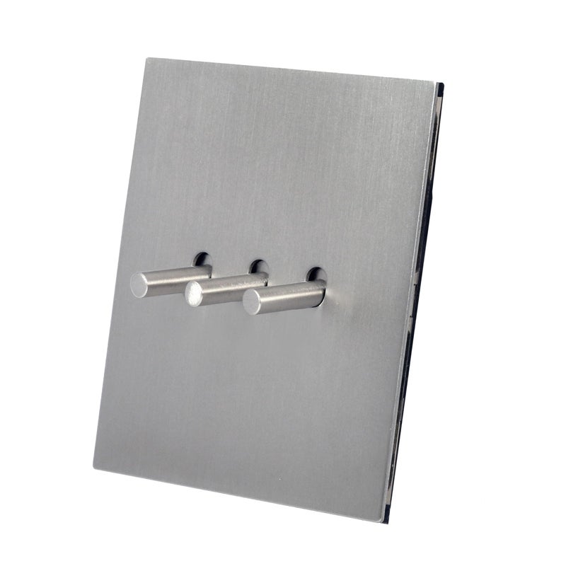 Donmarco 3 Gang 2 Way Switch – Plain Toggle – Stainless Steel Panel, Modern & Durable, Fire-Resistant Electric Switch, 15-Year Warranty, Wall Switch for Home and Office (Brushed Satin Nickel) - Image 2