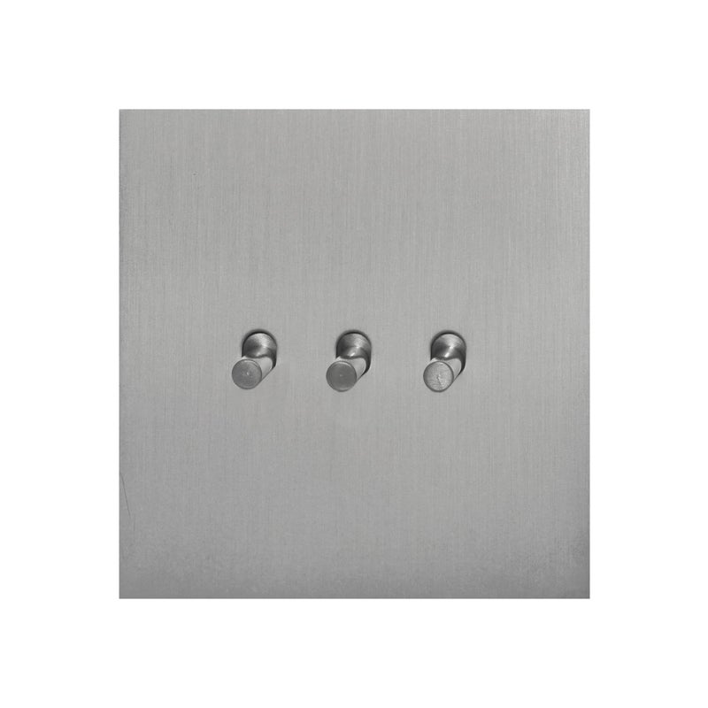Donmarco 3 Gang 2 Way Switch – Plain Toggle – Stainless Steel Panel, Modern & Durable, Fire-Resistant Electric Switch, 15-Year Warranty, Wall Switch for Home and Office (Brushed Satin Nickel) - Image 1
