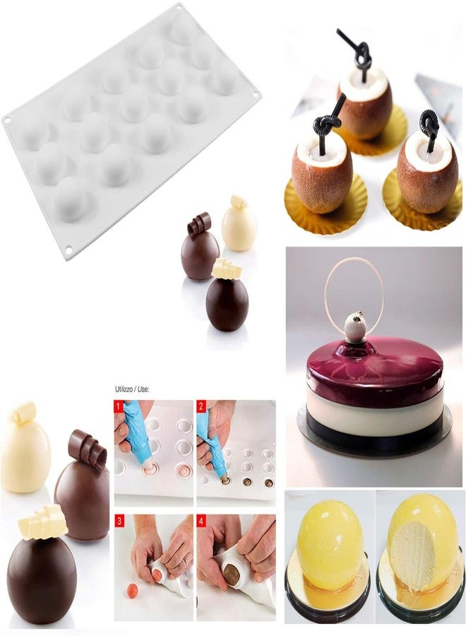 RoseFlower 2pcs Truffle Sphere Silicone Mold, 15-Cavity Silicone Mini Cake Ball Mold, 3D Silicone Baking Mold for Cake Decoration Dessert Mousse Pastry Chocolate Jelly Ice Cream, Round Ball Shape - Image 3