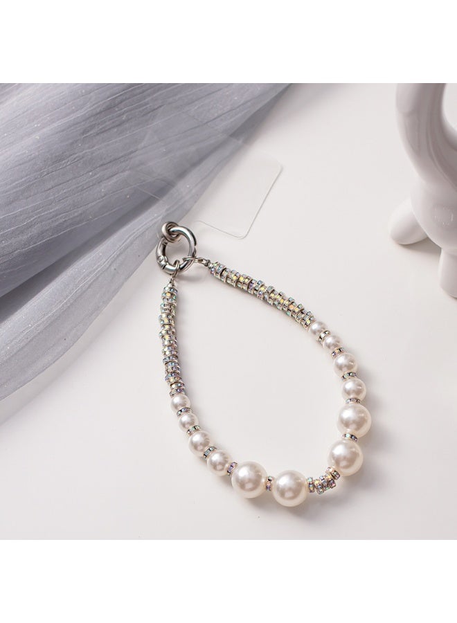 NIBEMINENT Super Cute Beaded Phone Charm – Trendy Phone Chain Wrist Strap, Shining Beads Chain Lanyard for Cell Phone