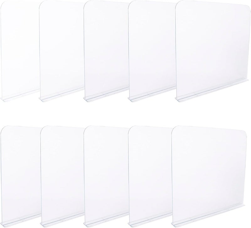 ROUFA Acrylic Shelf Dividers for Closet Shelf Organizer, 10Pcs Clear Wood Closet Divider Separator for Storage and Organization, Bedroom Organizer for Any Thickness of Shelves, 11.8''x11'' - Image 1