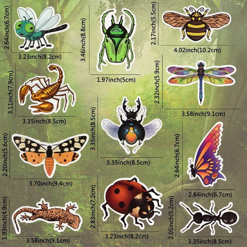 QTL Waterproof Nature Vinyl Stickers Pack for Laptop Scrapbooking for Kids (50 Pcs Insect Style) - Image 2