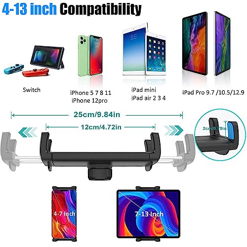 Cuxwill Car Rear View Mirror Phone Holder Tablet Mount for 4-13" iPad & Cell Phone, 360° Rotatable Retractable Car Truck Holder Rearview Mount for iPad Pro 12.9 Air Mini, Galaxy Z Fold 4 3, iPhone etc - Image 5