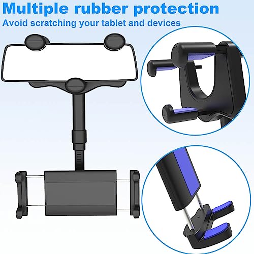 Cuxwill Car Rear View Mirror Phone Holder Tablet Mount for 4-13" iPad & Cell Phone, 360° Rotatable Retractable Car Truck Holder Rearview Mount for iPad Pro 12.9 Air Mini, Galaxy Z Fold 4 3, iPhone etc - Image 4