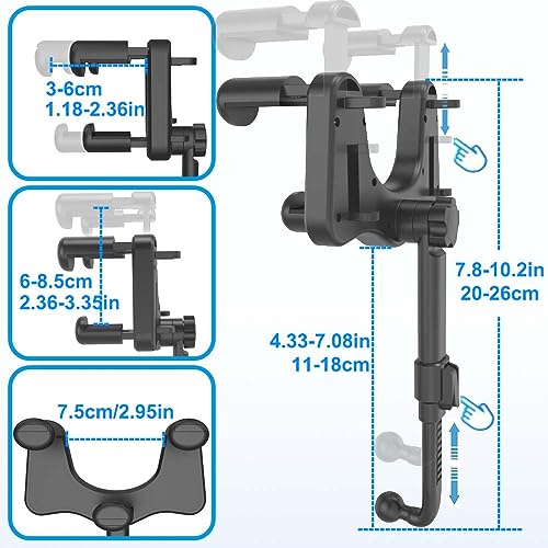 Cuxwill Car Rear View Mirror Phone Holder Tablet Mount for 4-13" iPad & Cell Phone, 360° Rotatable Retractable Car Truck Holder Rearview Mount for iPad Pro 12.9 Air Mini, Galaxy Z Fold 4 3, iPhone etc - Image 3