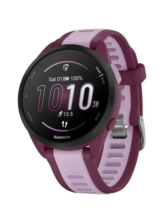 GARMIN Forerunner 165 Music - 43MM - Up To 11 Days Battery Life - 1.2"inch Amoled Display, Scratch Resistant, Chemically Strengthened Glass, Heart Rate Monitor, Stress Tracking, Save Music On Device, Advanced GPS and Running Features, Built-in GNSS and Sports App, iOS and Android Compatible Berry/Lilac - Image 1