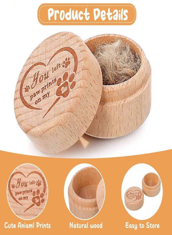BOHUIZ Dog Memorial Keepsake Box, Wooden Pet Urns Memorial Gifts for Loss of Dog Cat Hair Ashes Engraved Paw Print Remembrance Gift - Image 3