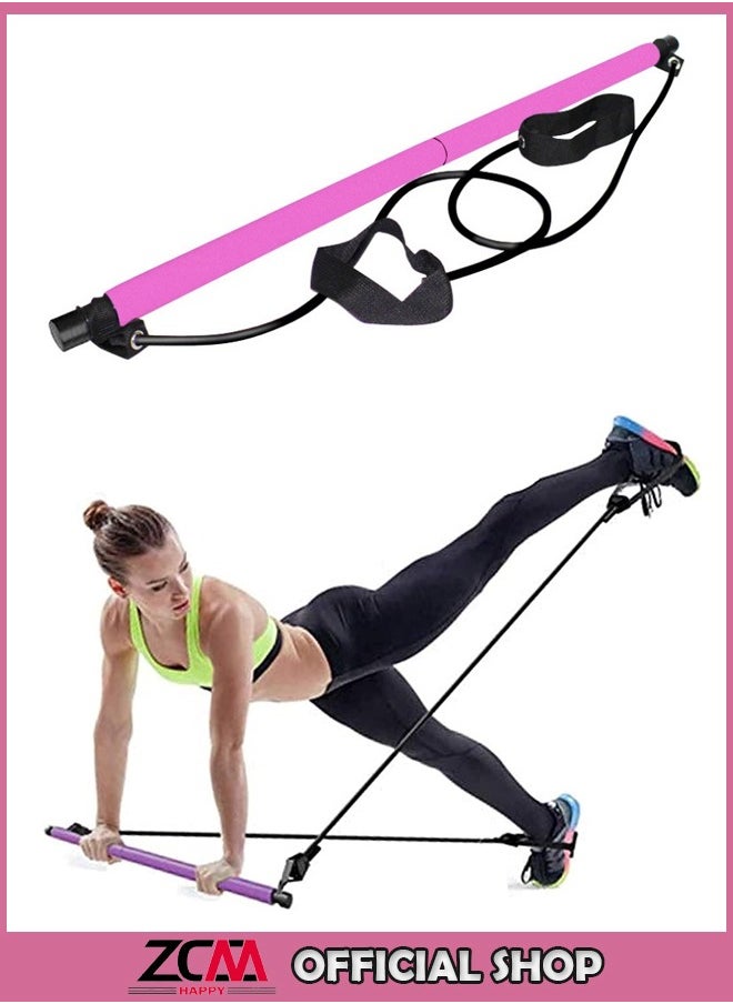 ZCM-HAPPY Portable Pilates Bar Kit with Resistance Bands for Full-Body Toning – Yoga and Pilates Exercise Stick for Home Gym  - Image 1