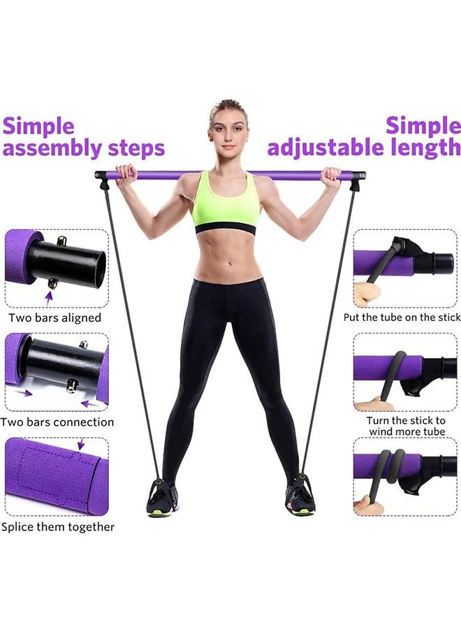 ZCM-HAPPY Portable Pilates Bar Kit with Resistance Bands for Full-Body Toning – Yoga and Pilates Exercise Stick for Home Gym  - Image 3