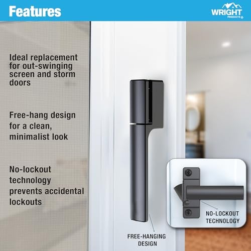 Wright Products - Free Hanging Screen and Storm Door Handle, Replacement Latch Handle for Screen and Storm Doors, No Lock-Out Technology, Easy Installation, Modern Design (Modern, Black) - Image 4