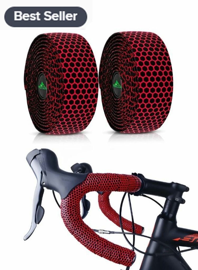 Generic 2 Rolls Bike Handlebar Tapes, Road Bicycle Bar Tape, Professional Bicycle Handlebar Tape, Racing Bike Cycling Handle Wraps Drop Bar Wraps for Better Grip with End Plug - Image 1