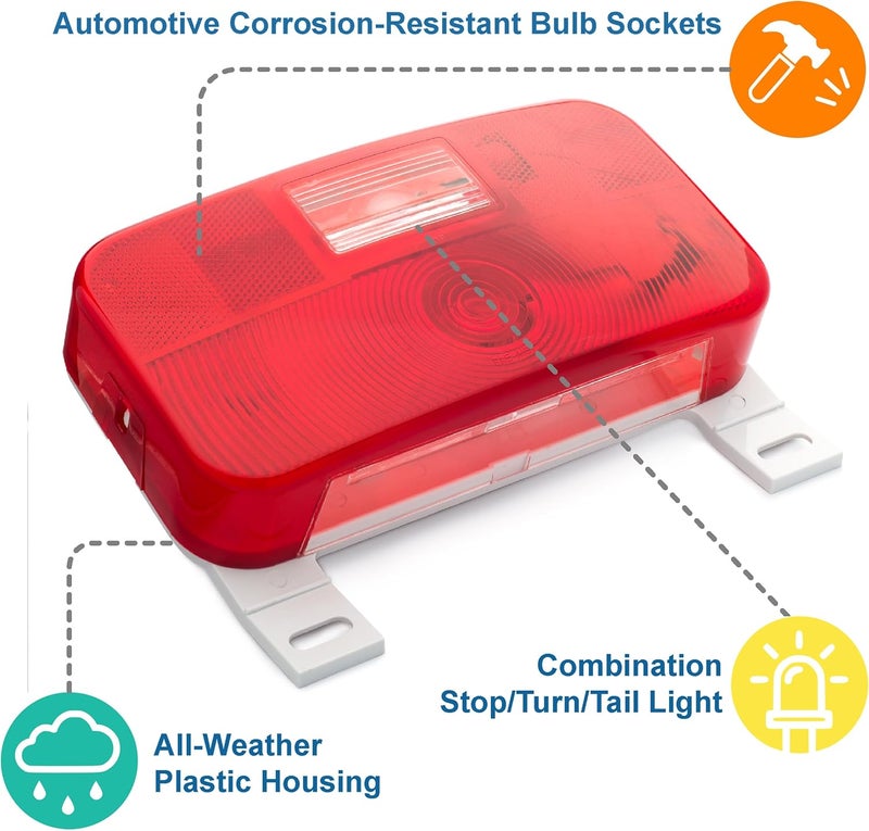 Lumitronics Red Surface Mount Stop/Turn/Tail, License Bracket/Light for RV, Trailer, Camper, 5th Wheel and Motorhomes (White) - Image 3