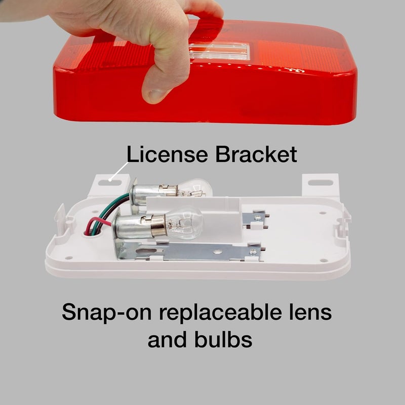 Lumitronics Red Surface Mount Stop/Turn/Tail, License Bracket/Light for RV, Trailer, Camper, 5th Wheel and Motorhomes (White) - Image 4