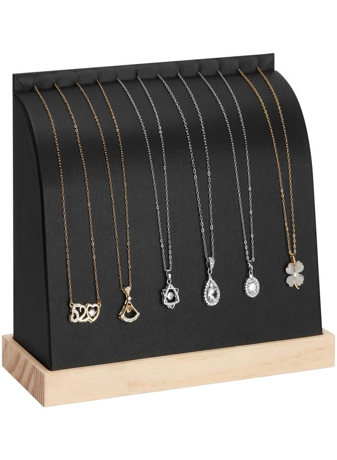 KUKUVR PU Cambered Necklace Display Stand for Women, Wood Base Jewelry Holder Rack for Necklace Pendant Bracelet Chains, Necklaces Storage Organizer Showcase for Selling Vendors exhibition (Black) - Image 1