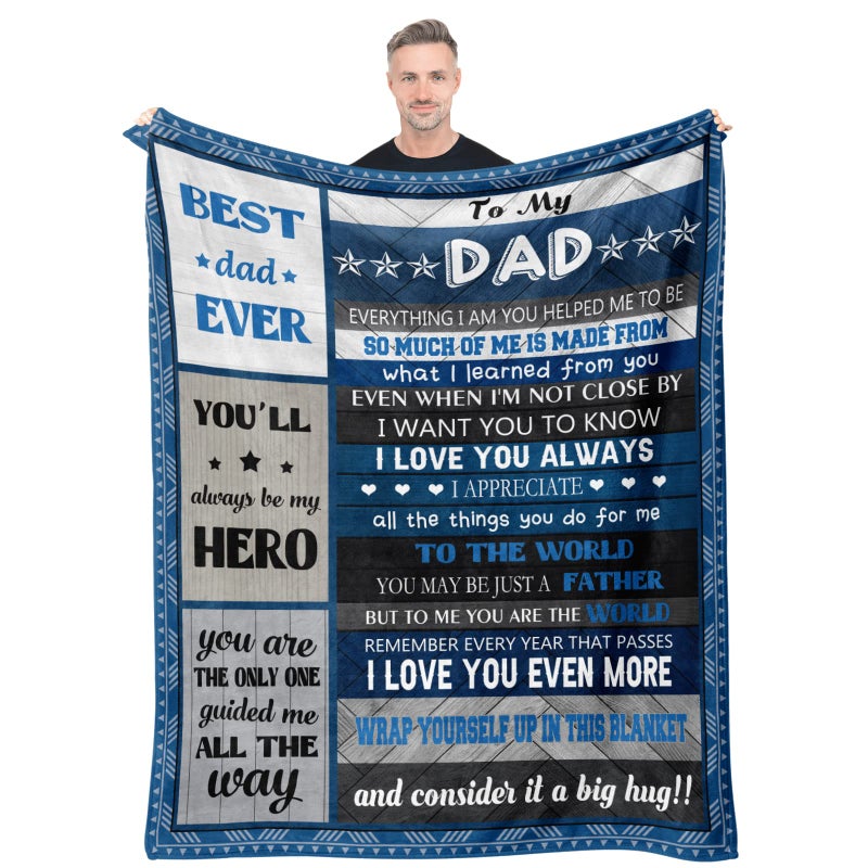 Quilazy Quilazy Fathers Day Blanket Gifts for Dad Dad Birthday Gift from Daughter Son Happy Christmas Birthday Gifts for Dads Who Wants Nothing Best Daddy Dads Father Ever Gifts Throw Blanket 60X50