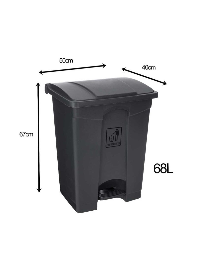 LACOT GENERAL TRADING LLC 68L Plastic Garbage Bin With Pedal - Grey Color  - Image 3