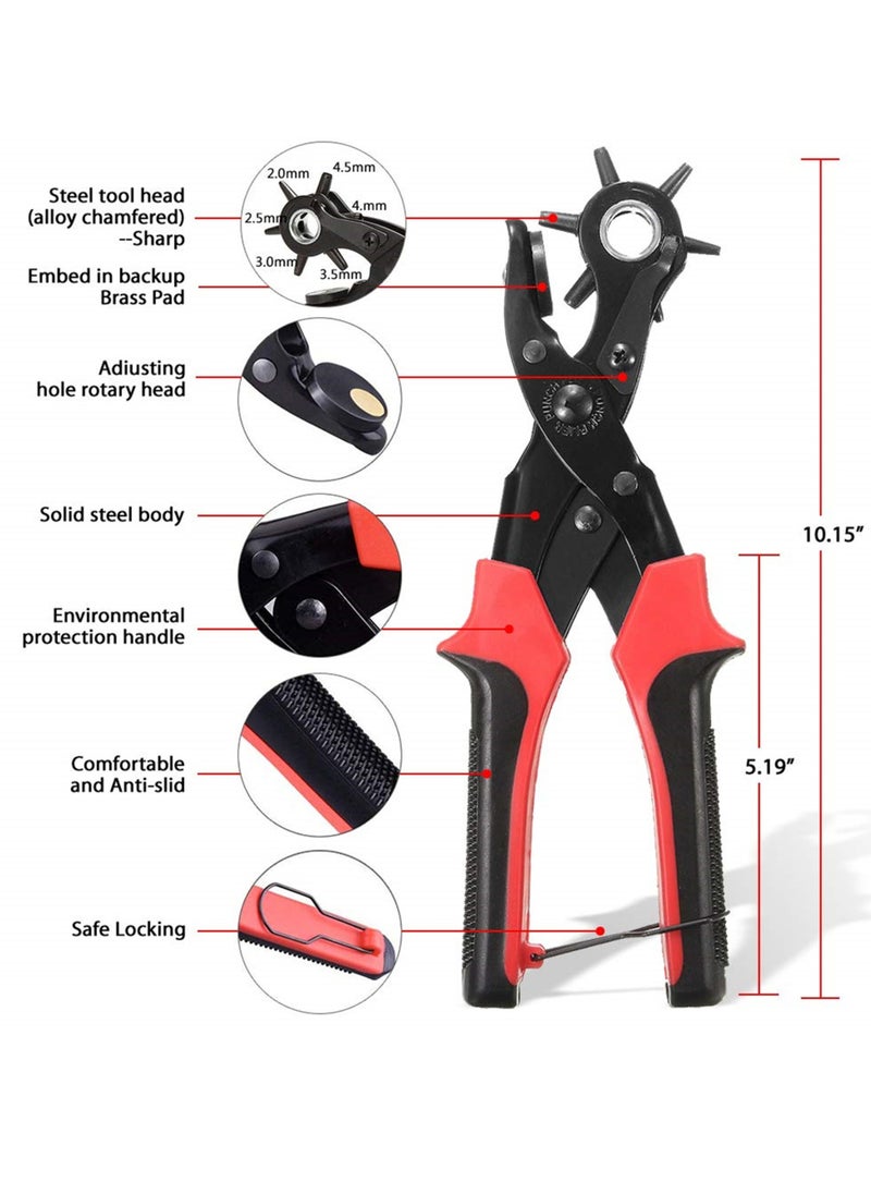 SYOSI Leather Hole Punch Tool for Belts, Watch Bands, Shoes, Fabric, Complete Kit for DIY Belt and Strap Adjustments with 100 Sets of Grommet Eyelets  - Image 4