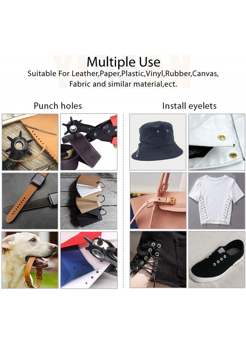 SYOSI Leather Hole Punch Tool for Belts, Watch Bands, Shoes, Fabric, Complete Kit for DIY Belt and Strap Adjustments with 100 Sets of Grommet Eyelets  - Image 5