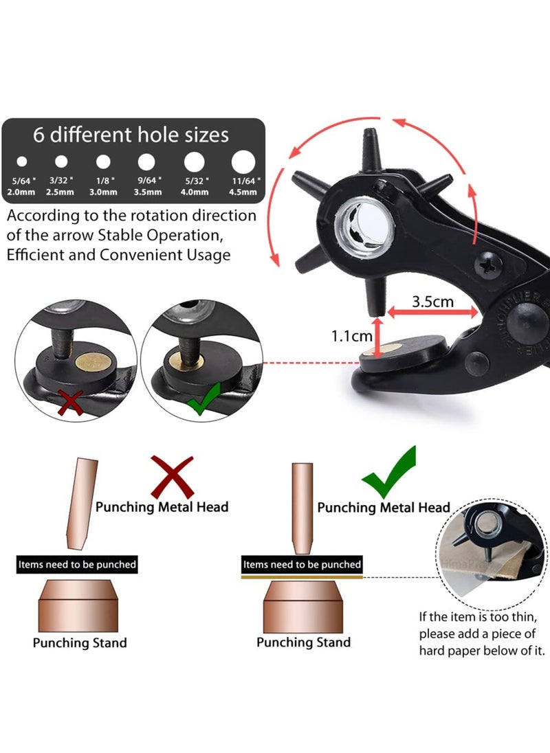 SYOSI Leather Hole Punch Tool for Belts, Watch Bands, Shoes, Fabric, Complete Kit for DIY Belt and Strap Adjustments with 100 Sets of Grommet Eyelets  - Image 3