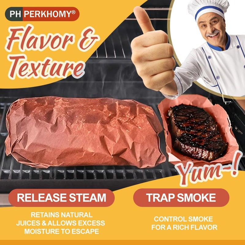 PH PERKHOMY Pink Butcher Paper Roll 18" x 1620" (135') for Smoker BBQ Grilling Smoking Meat Unbleached Uncoated Unwaxed (Pink, 18" x 135') - Image 3