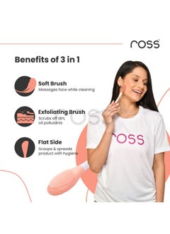 ROSS Ross Silicone Face Mask Applicator & Lip Cleansing Brush Made With Ultra Hygienic Soft Silicone bristle for Gentle Exfoliation (Peach)  - Image 3