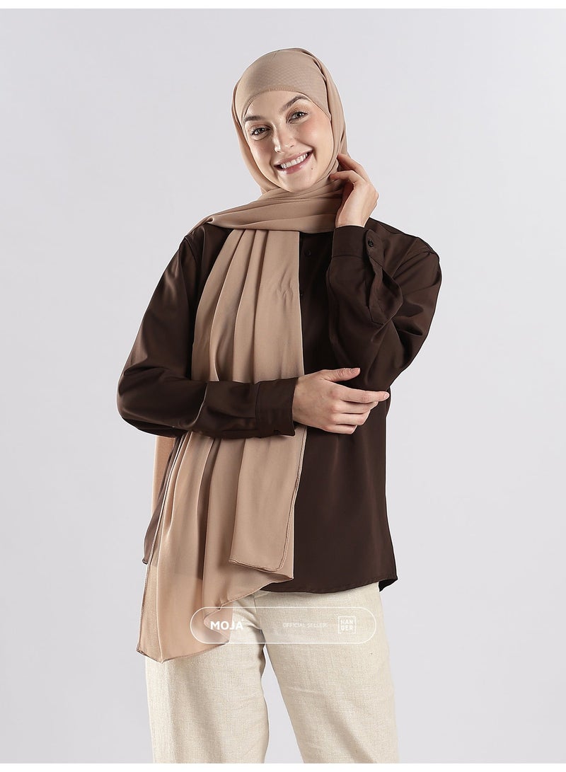 Moja Premium Georgette Hijab Beige Cream - Image 2