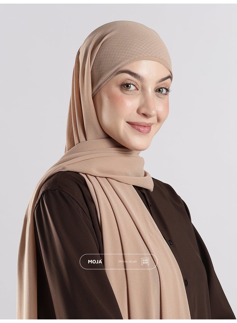 Moja Premium Georgette Hijab Beige Cream - Image 1