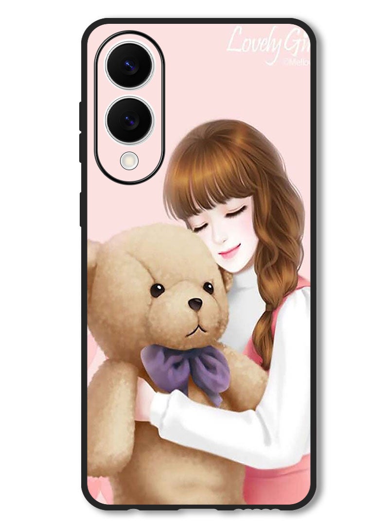 Theodor Case Compatible with Samsung Galaxy S25 Edge 6.7 Inch Protection Shockproof Bumper Cover Lovely Girl Witih Teddy - Image 1