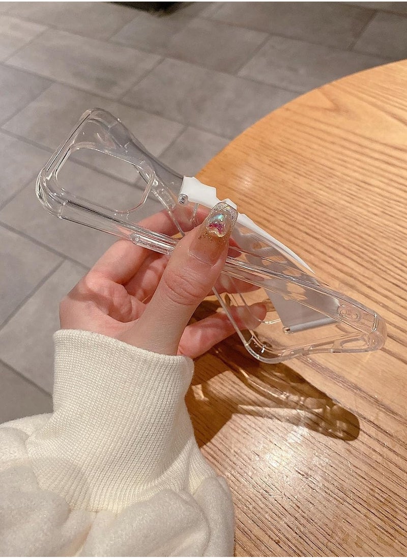 Slim series Protective Cover For The Apple iPhone 11 , Transparent, non-yellowing transparent protective case for the Apple iPhone 11 , and a protector with an innovative wrist strap for carrying and a strong grip tape that helps provide a secure grip on the device, transparent/white