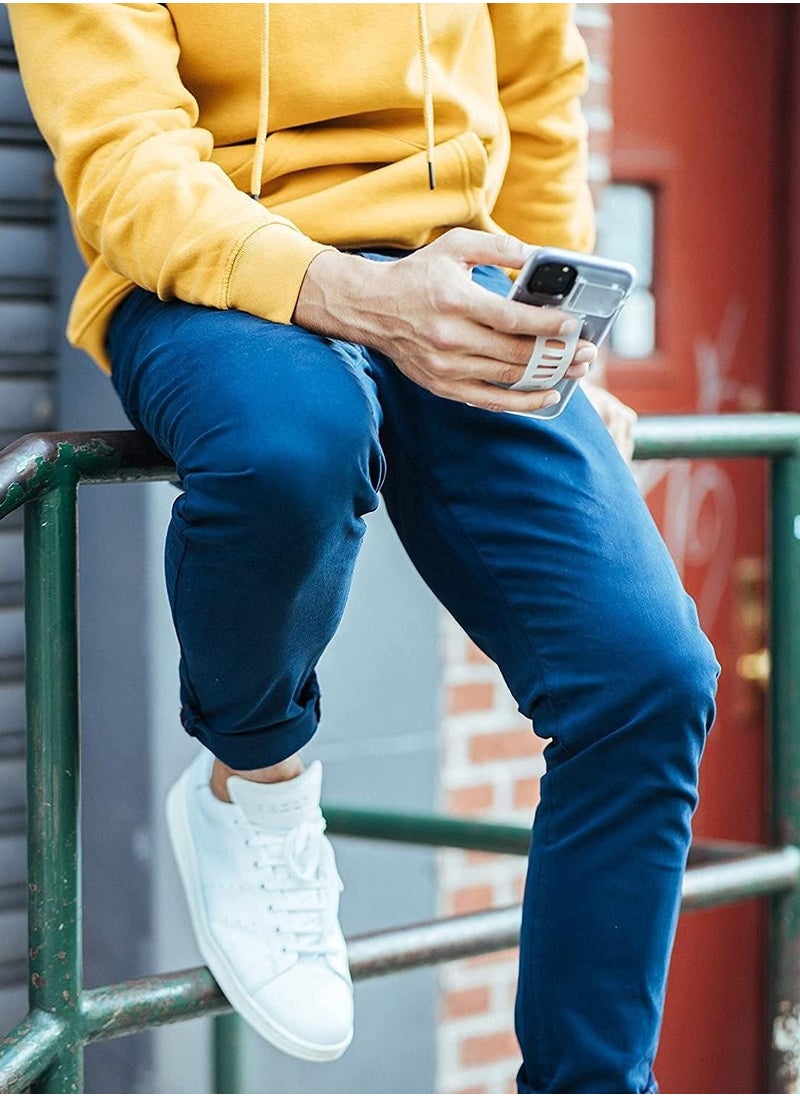 Slim series Protective Cover For The Apple iPhone 11 , Transparent, non-yellowing transparent protective case for the Apple iPhone 11 , and a protector with an innovative wrist strap for carrying and a strong grip tape that helps provide a secure grip on the device, transparent/white