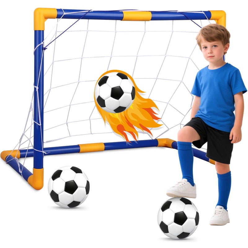 LNCOJOLM Mini Soccer Goal Set with 3 Ball Pump for Toddler Kid Small Portable Goals Training Equipment for Garden Indoor Outdoor Backyard Birthday Gift for Boy Girl Sports Toy Family Game 23 W18 H12 D - Image 3