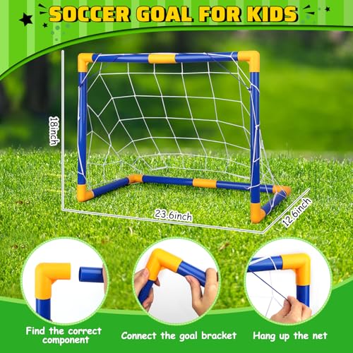 LNCOJOLM Mini Soccer Goal Set with 3 Ball Pump for Toddler Kid Small Portable Goals Training Equipment for Garden Indoor Outdoor Backyard Birthday Gift for Boy Girl Sports Toy Family Game 23 W18 H12 D - Image 5