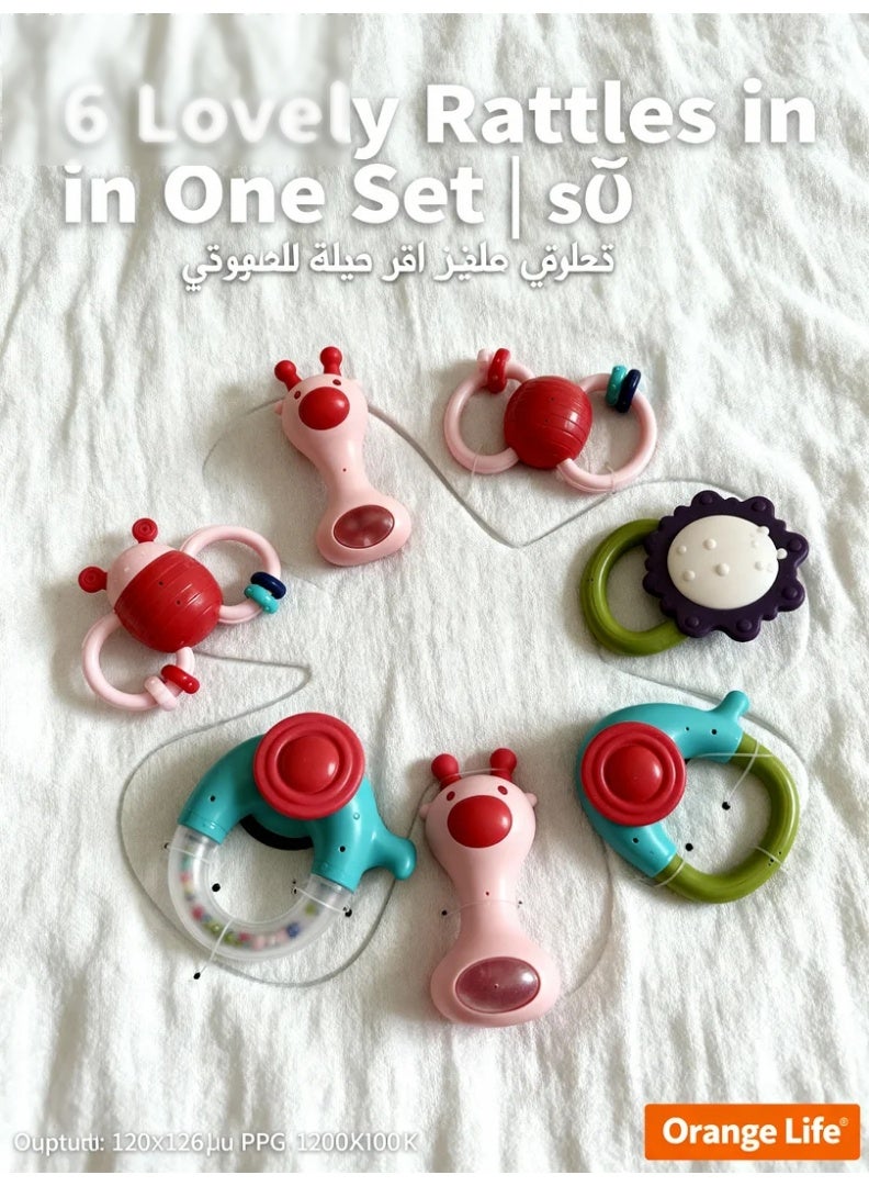 Orange Life Baby Rattle Toys Set of 6 – Gift Box Packaging, Safe Material, Early Learning Hand Grasp Shakers for Newborns & Infants - Image 5