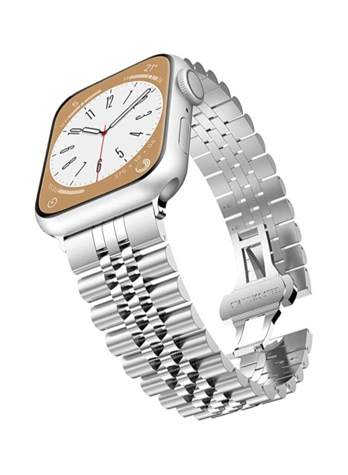 ELTRAZONE Compatible with Apple Watch Band Series 5 44mm 42mm, Stainless Steel iWatch Band with Butterfly Folding Clasp for iWatch Band Series 5/4/3/2/1 - Image 1