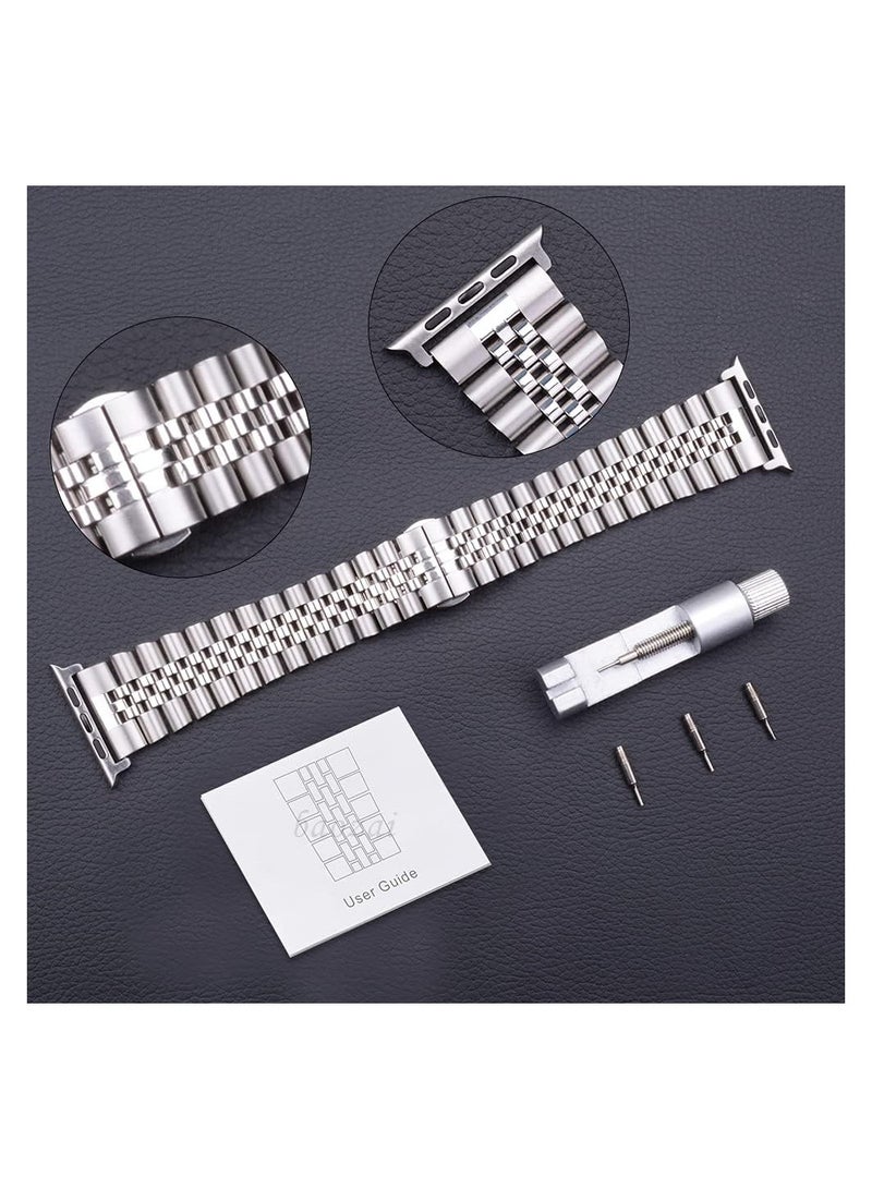 ELTRAZONE Compatible with Apple Watch Band Series 5 44mm 42mm, Stainless Steel iWatch Band with Butterfly Folding Clasp for iWatch Band Series 5/4/3/2/1 - Image 3