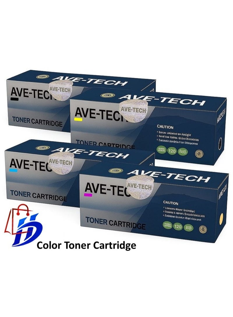 AVE-TECH Premium Compatible Toner Cartridge 410A Full Set for HP 410A CF410A CF411A CF412A CF413A for Laserjet Pro MFP M477FNW M477FDW M452NW M452DW M452DN M477FDN Black Cyan Yellow Magenta 4Pack - Image 1