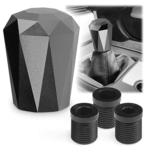 EZAUTO WRAP Universal Black Diamond Shifter Chrome Aluminum Automatic Shift Knob Stick Manal Gear Lever Handle with 3 Threaded Adapters - Image 1