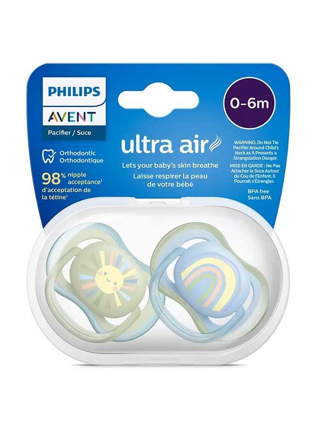 فيليبس أفنت 2 Pieces Ultra Air Pacifier, 0 - 6 Months