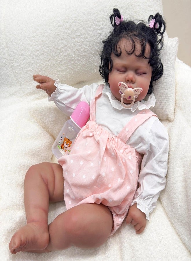 KOKOMANDY Lifelike Reborn Baby Dolls Black Girl Biracial African American Reborn Toddler Doll, 24inch Real Life Realistic Newborn Baby Dolls Dark Brown Skin Cute Toy for Toddler Kids Gifts - Image 5